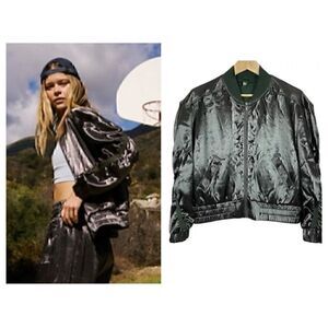 NWT Free People Relay Zip up Satin Bomber Jacket